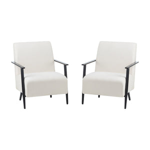 English Elm Christopher Knight Home® - [Set of 2] Modern Lounge Chair with Polyester Upholstery and Metal Frame for Compact Living Spaces Beige N767P236501B_2