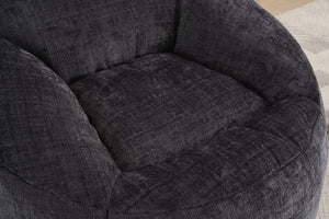 English Elm Foam Memory Foam Bean Bag Chair with Plush Chenille Cover, Large 42" Round Comfortable Lounger Black W2915P283417