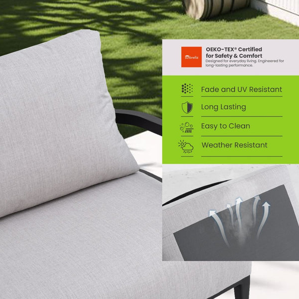 English Elm Modern Welded Aluminum Patio Club Chair with Sunbrella Cushion and Ergonomic Backrest W1886P428279
