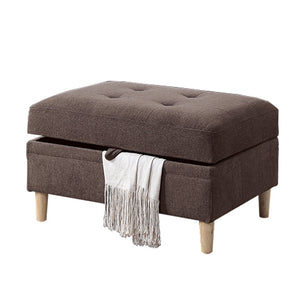 English Elm 3 Piece Sectional Set Reversible Chaise & Storage Ottoman in Chocolate Chenille with Tufted Cushions and Pillows B089S00179