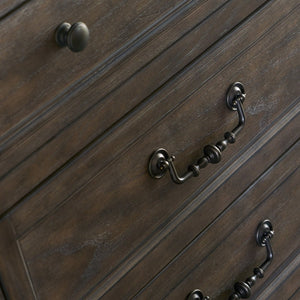 English Elm Middleton Five Drawer Chest Poplar Wood Vintage Hazel Finish with Pewter Hardware B108P468546