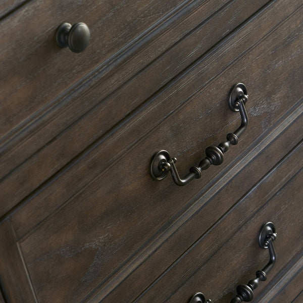 English Elm Middleton Five Drawer Chest Poplar Wood Vintage Hazel Finish with Pewter Hardware B108P468546