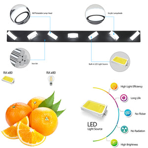 English Elm 52" Modern 7-Light Led Vanity Light Fixture - Sleek Black Iron Design With Dimmable Acrylic Shades W2312P374888