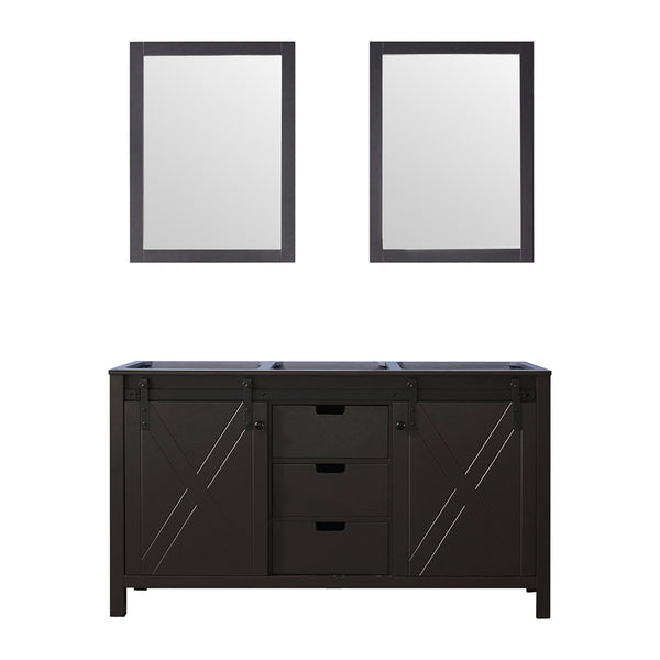 English Elm Brown Double Bath Vanity With 2 Mirrors - Elegant Storage Solution For Family & Guest Bathrooms B2731S00569