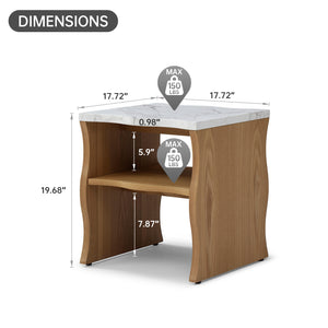 English Elm 17.72" Whisper of Waves Modern End Table with Faux Marble Top, Open Shelf, Stable Minimalist Design for Bedroom Living Room Decor Wood W2664P346446
