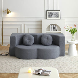 English Elm 2-in-1 Folding Floor Sofa Foam Sleeper Twin Futon Couch for Compact Living Spaces Grey W1117P419833