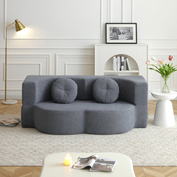 English Elm 2-in-1 Folding Floor Sofa Foam Sleeper Twin Futon Couch for Compact Living Spaces Grey W1117P419833