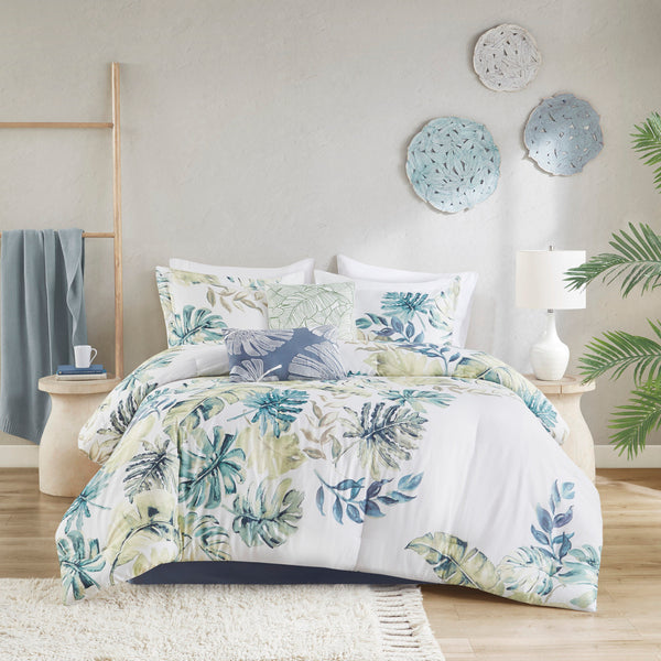 English Elm Cotton Harbor House Lorelai 6-Piece Comforter Set with Tropical Blue-Green Print, OEKO-TEX Certified Multi 22.83 L x 20.87 W x 18.5 H B03595739