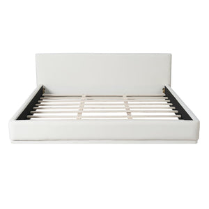 English Elm Soft White Upholstered King Bed with Padded Headboard for Modern Bedroom Comfort N769K420246A