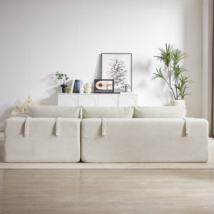 English Elm Modern Chenille Upholstered Sectional Sofa - Stylish L-Shaped Couch Set With 6 Pillows, Versatile Design W834S00397