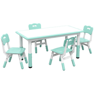 English Elm Qaba Kids Table And Chair Set - Adjustable 5-Piece Toddler Furniture For Playtime & Learning Fun! W2225P217328-GIGA