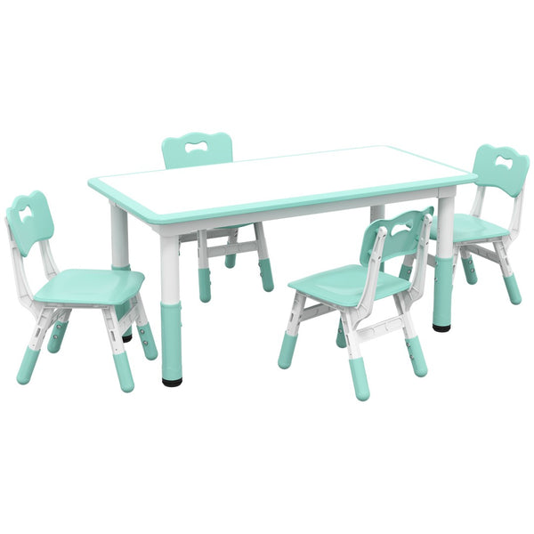 English Elm Qaba Kids Table And Chair Set - Adjustable 5-Piece Toddler Furniture For Playtime & Learning Fun! W2225P217328-GIGA