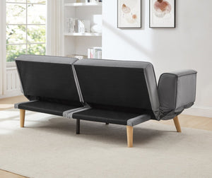 English Elm 72.8" Velvet Futon Sleeper Sofa Split Back Reclining Couch for Apartments and Guest Rooms Gray W1669P364128