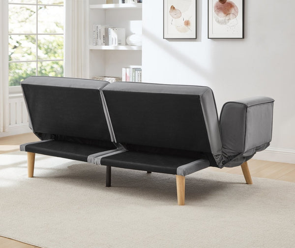 English Elm 72.8" Velvet Futon Sleeper Sofa Split Back Reclining Couch for Apartments and Guest Rooms Gray W1669P364128