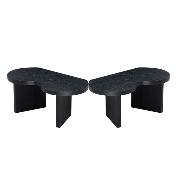 English Elm Modern Butterfly Coffee Table MDF 31.5" — Elegant Split Design, Spacious Top, Versatile Living Room Accent Black W876P353938