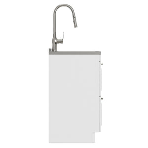 English Elm Hennessy Shaker Cabinet Utility Sink Stainless Steel Basin Laundry Room Setup B136P427218