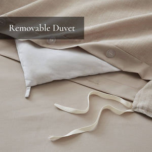 English Elm 9-piece King Bedding Set Velvet Slub Fabric Embroidered Comforter with Euro Shams Taupe B035P482954
