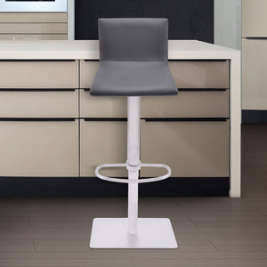 English Elm Rhyssa Adjustable Barstool Brushed Stainless Steel, Gray Faux Leather, Walnut Back — Modern, Sturdy Comfort B2736P268546