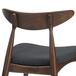 English Elm 5-piece Mid-century Rubberwood Dining Set with Upholstered Chairs for Small Spaces Charcoal,Walnut N759S003011F