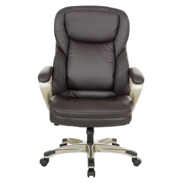 OSP Home Furnishings Exec Bonded Leather Office Chair with Lumbar Support Padded Arms and Ergonomic Tilt Espresso ECH67701-EC1