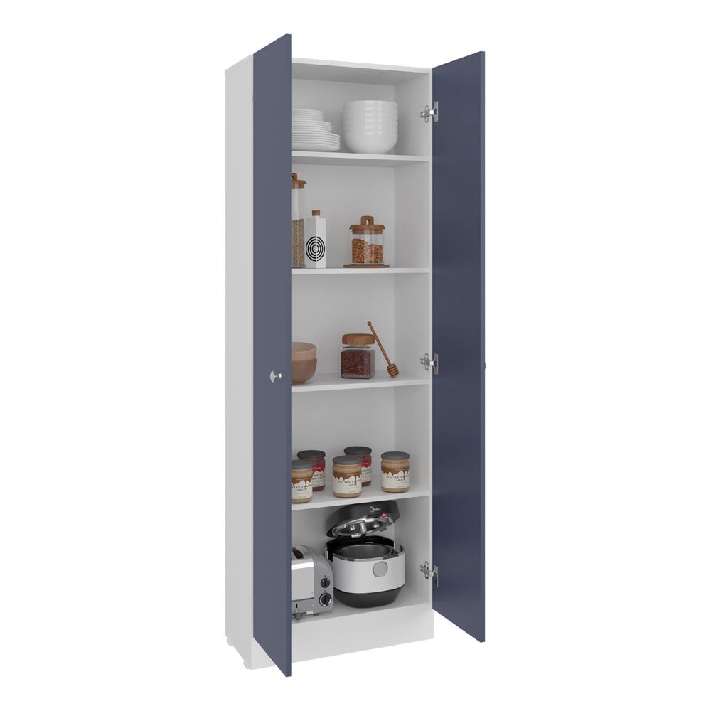 English Elm Pantry Cabinet 71.1" H Alby Blue & White, 2 Doors 5 Shelves Tall Engineered Wood Organizer, Eco-Friendly B097P395891
