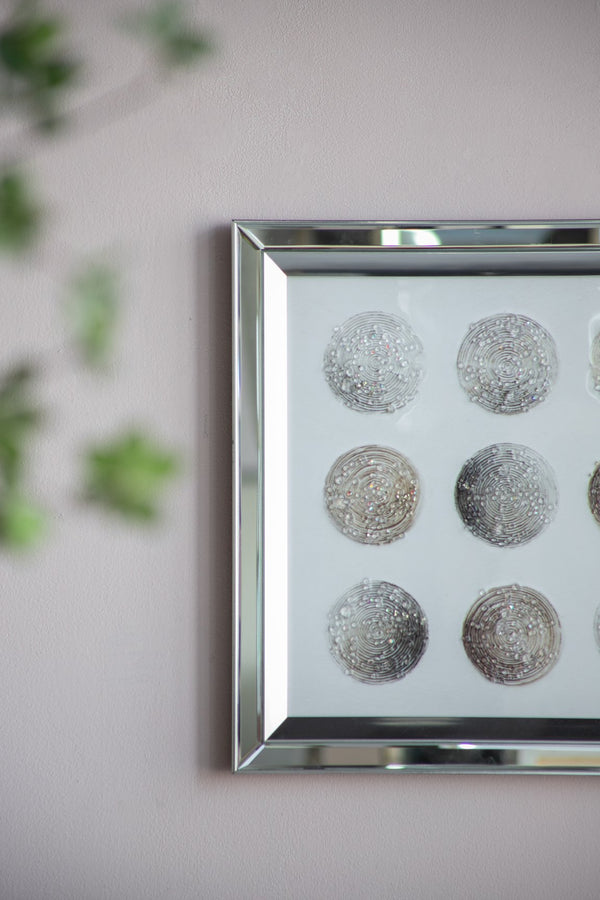 English Elm 19.7x19.7" Luna Crystal Wall Art Mirror Framed, Golden Tint, Moon Phase Resin Accents for Décor W2078P318305