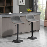 English Elm Homcom Adjustable Bar Stools, Swivel Bar Height Chairs Barstools Padded With Back For Kitchen, Counter, and Home Bar, Set Of 2, Gray