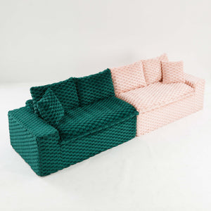 English Elm Luxury Color-Block Turtle Velvet Multifunctional Sofa - Cozy Modular Design For Stylish Living Spaces W3371S00054