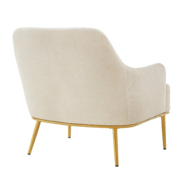 English Elm Modern Chenille Armchair with Curved Back Gold Legs Plush Accent Seat for Any Room Beige N763P360684A