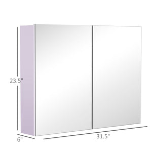 English Elm Double Mirrored Door Wall Cabinet Engineered Wood Bathroom Storage with Soft Close Hinges T3971P386659