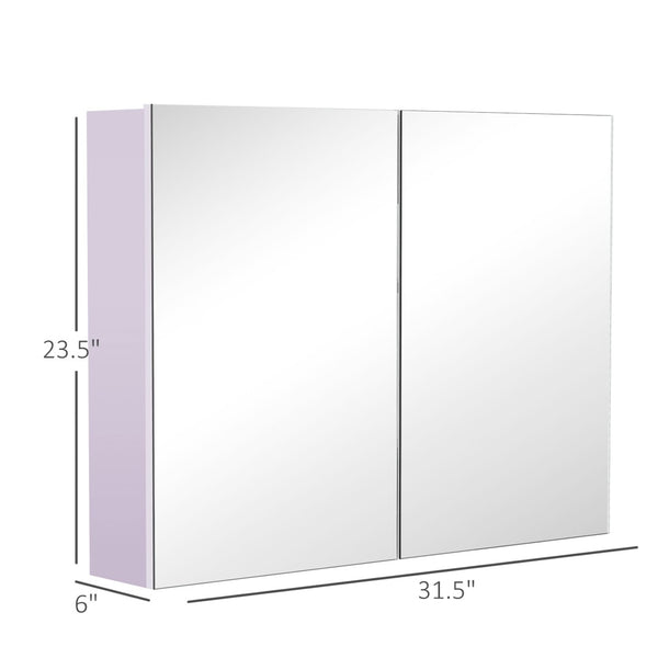 English Elm Double Mirrored Door Wall Cabinet Engineered Wood Bathroom Storage with Soft Close Hinges T3971P386659