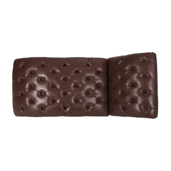 English Elm Christopher Knight Home® - CHAISE Luxe button-tufted curvy lounge chair with diamond stitch detail and turned birch wood legs, stylish comfort for modern living-room relaxation Dark Brown 46.5 L x 29.75 W x 20.5 H 70445.00DBRN