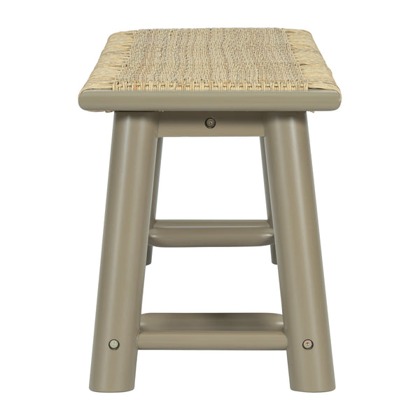 English Elm Farmhouse Solid Wood Rattan Bench – 59" Indoor & Covered Outdoor Seating, Moisture-Resistant Finish, Seats 3 Gold N842P271335E