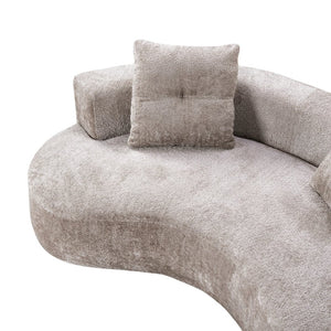 English Elm 79.5" Boucle Floor Sofa Seats Three with Cloud Soft Foam Core and Two Accent Pillows Camel W5515P443758
