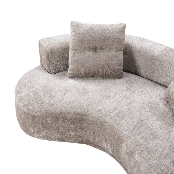 English Elm 79.5" Boucle Floor Sofa Seats Three with Cloud Soft Foam Core and Two Accent Pillows Camel W5515P443758