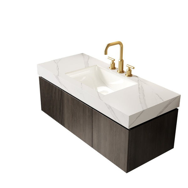 English Elm 48" Muri Sintered Stone Vanity Top Undermount Ceramic Basin Marble Look Bath W2615P434180
