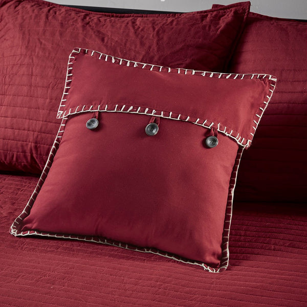 English Elm 6 Reversible Plaid Daybed Cover Set Red & Black Herringbone Quilt Twin Cabin Style Bedding Set B03597555