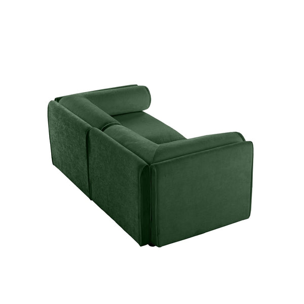 English Elm Stylish Green Chenille 2-Seater Sofa With Hidden Storage, Ergonomic Cylindrical Backrest & Armrests W714S01057-GIGA