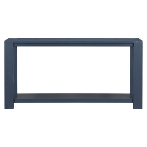 English Elm U_STYLE Minimalist Console Table with Bottom Shelf and Sturdy Four Legs, 63.8" Long Entryway Accent Navy Blue N711P173084V