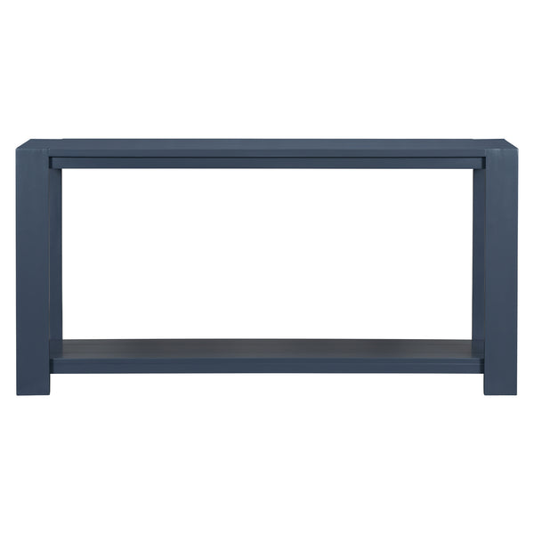 English Elm U_STYLE Minimalist Console Table with Bottom Shelf and Sturdy Four Legs, 63.8" Long Entryway Accent Navy Blue N711P173084V