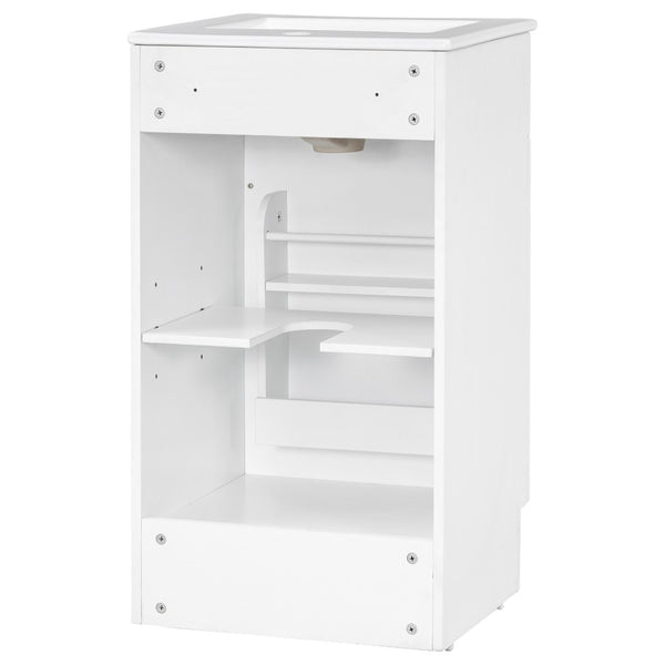 English Elm [video] Compact Sage Green Bathroom Vanity with Ceramic Sink Soft Close Cabinet White N759P237932K