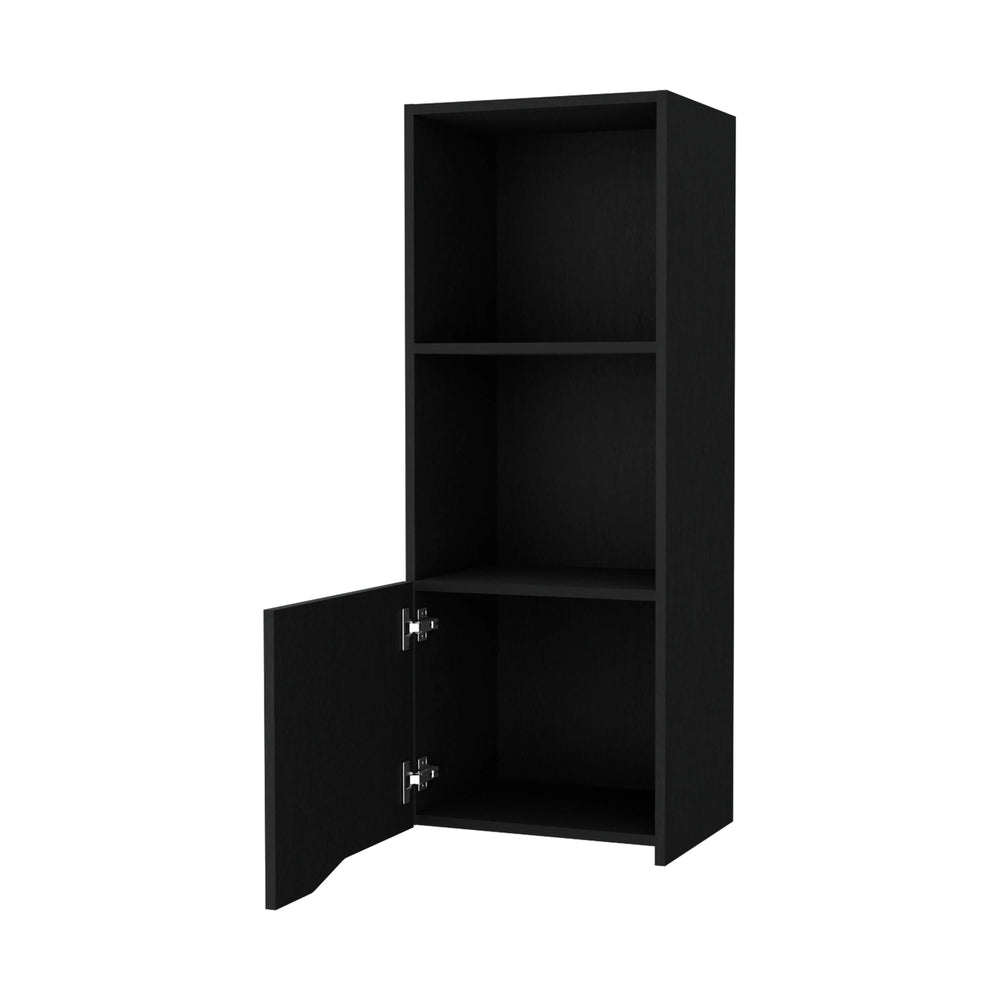 English Elm Wenge Wall Cabinet with One Door — Modern Wenge Finish Storage Cabinet, Enclosed Shelf, Stylish Living Room Accent B062P252132