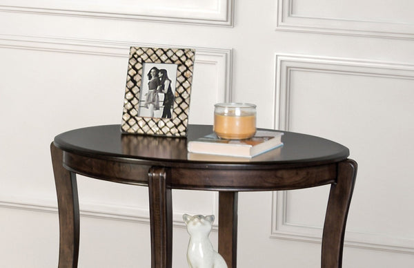 English Elm Traditional Oval End Table With Open Shelf - Elegant Walnut Finish & Curved Legs For Timeless Decor B2741P361122-GIGA