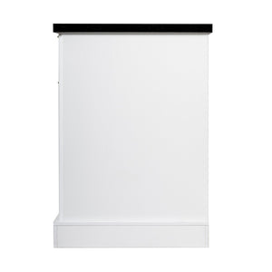 English Elm 55" Fluted White Computer Desk with Power Outlet Pegboard Cabinet and Keyboard Tray W2917P396008