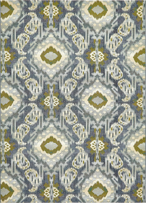 Unique Loom Outdoor Modern Union Machine Made Geometric Rug Blue, Navy Blue/Ivory/Gray/Green 8' 0" x 11' 4"