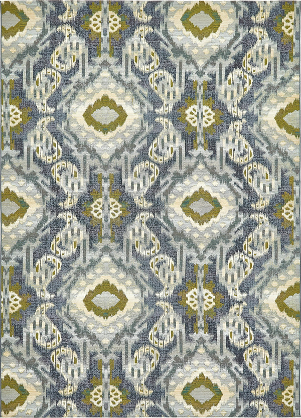 Unique Loom Outdoor Modern Union Machine Made Geometric Rug Blue, Navy Blue/Ivory/Gray/Green 8' 0" x 11' 4"