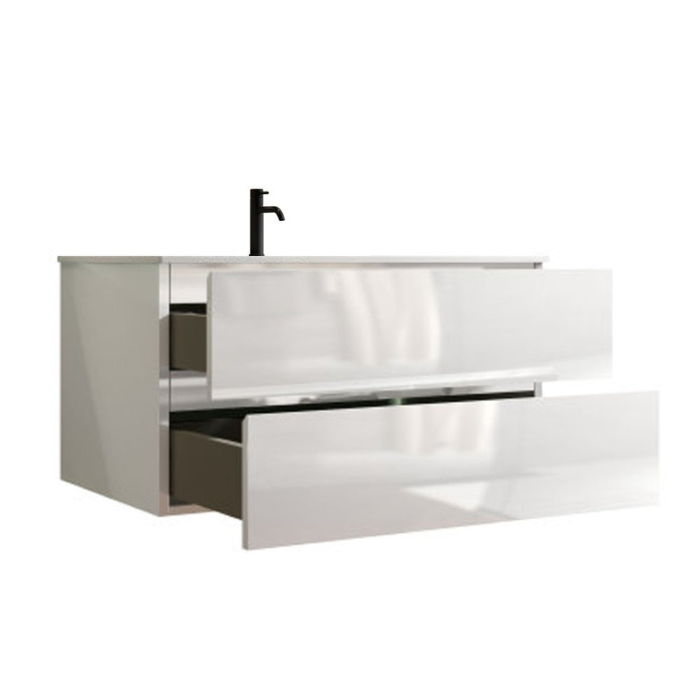 English Elm Tia 36" Glossy White Floating Bathroom Vanity With Ceramic Sink & Soft-Close Drawers For Modern Spaces W1865S00105-GIGA
