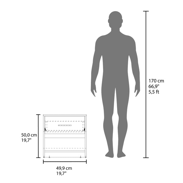 English Elm Nightstand, Compact Engineered Wood Design with Drawer and Open Shelf, Modern Eco-Friendly Finish Natural Wood 25.2 L x 20.87 W x 5.51 H B097P296846