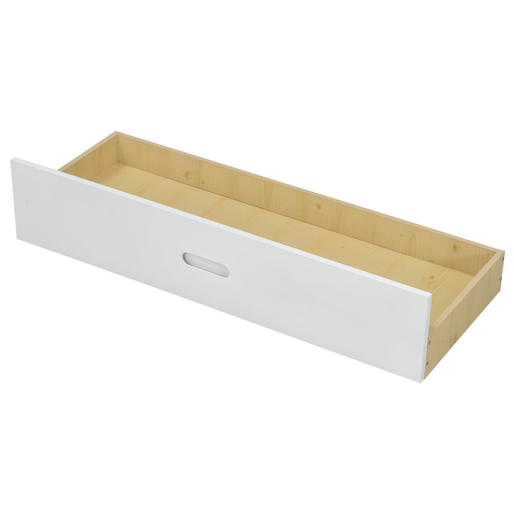 English Elm Wood Full Size platform bed with storage headboard, built-in shelves and drawers, sturdy pine frame, compact solution for small rooms White GX002054AAK