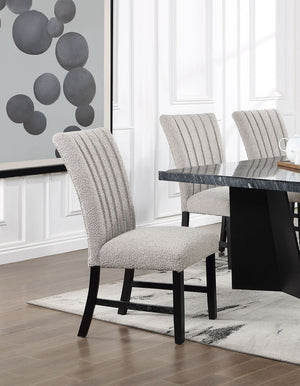 English Elm Beautiful Genuine Marble Top Seven Piece Dining Set with Gray Boucle Parsons Chairs B2741S00765